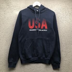 USA FIFA World Cup 2022 Sweatshirt Hoodie Mens Small S Long Sleeve Graphic Navy